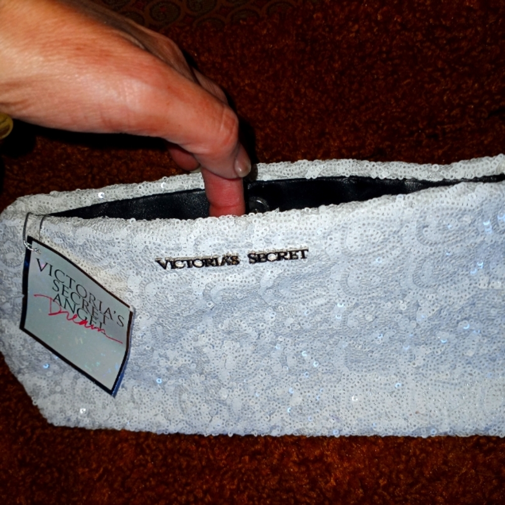 Two Victoria Secret sequins clutch withe and black